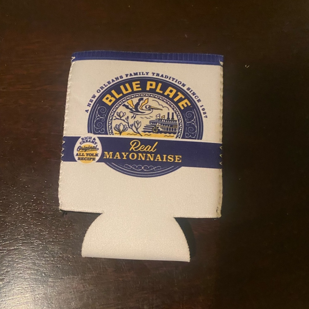 Blue plate mayo koozie